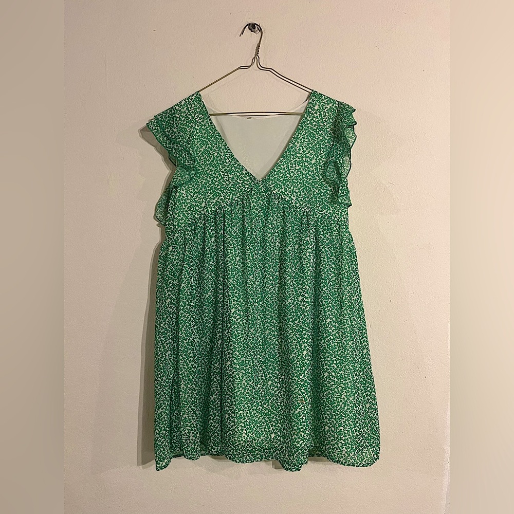 Green Babydoll Floral Dress